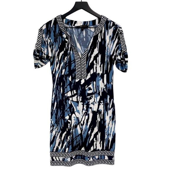 BCBGMaxAzria | Koe V-Neck Printed Stretchy Shift Dress Blue | XS - Picture 1 of 12